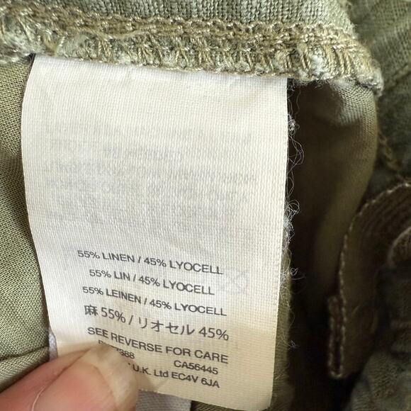 J. Crew Seaside Crop Jogger Pant Size 8 Linen Blend Pull on Elastic Waist Olive - Picture 7 of 8